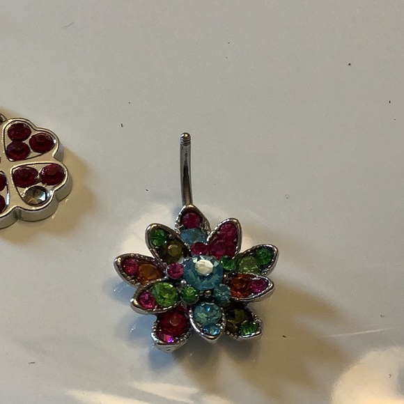 Belly button rings (3) pieces stainless steel with stones no balls on end - Picture 5 of 6